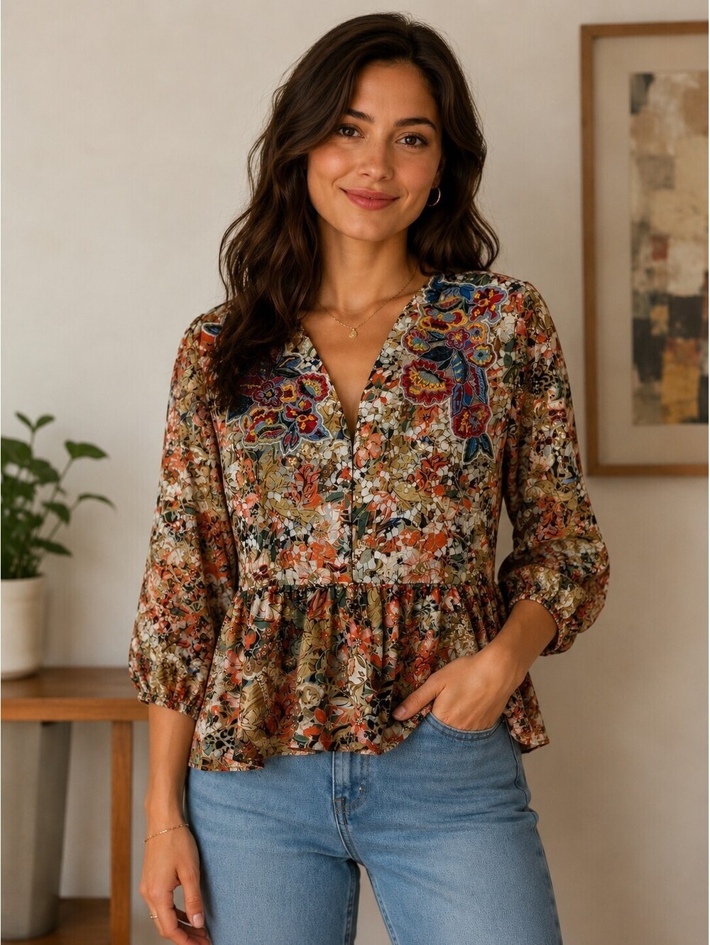 NWT SOFT SURROUNDINGS Ariege Beaded Floral Embroidery Boho Peplum Jacket Lg